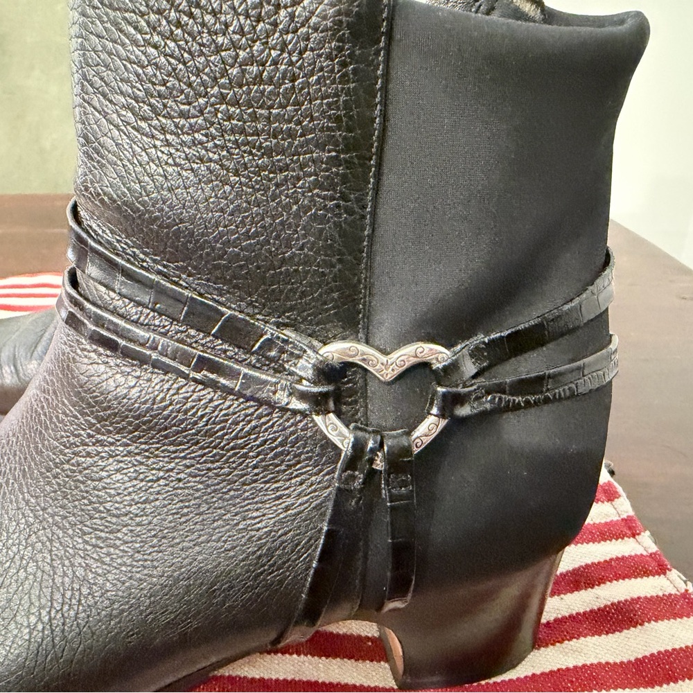 Brighton Black Ankle Boots with Silver Heart Detail